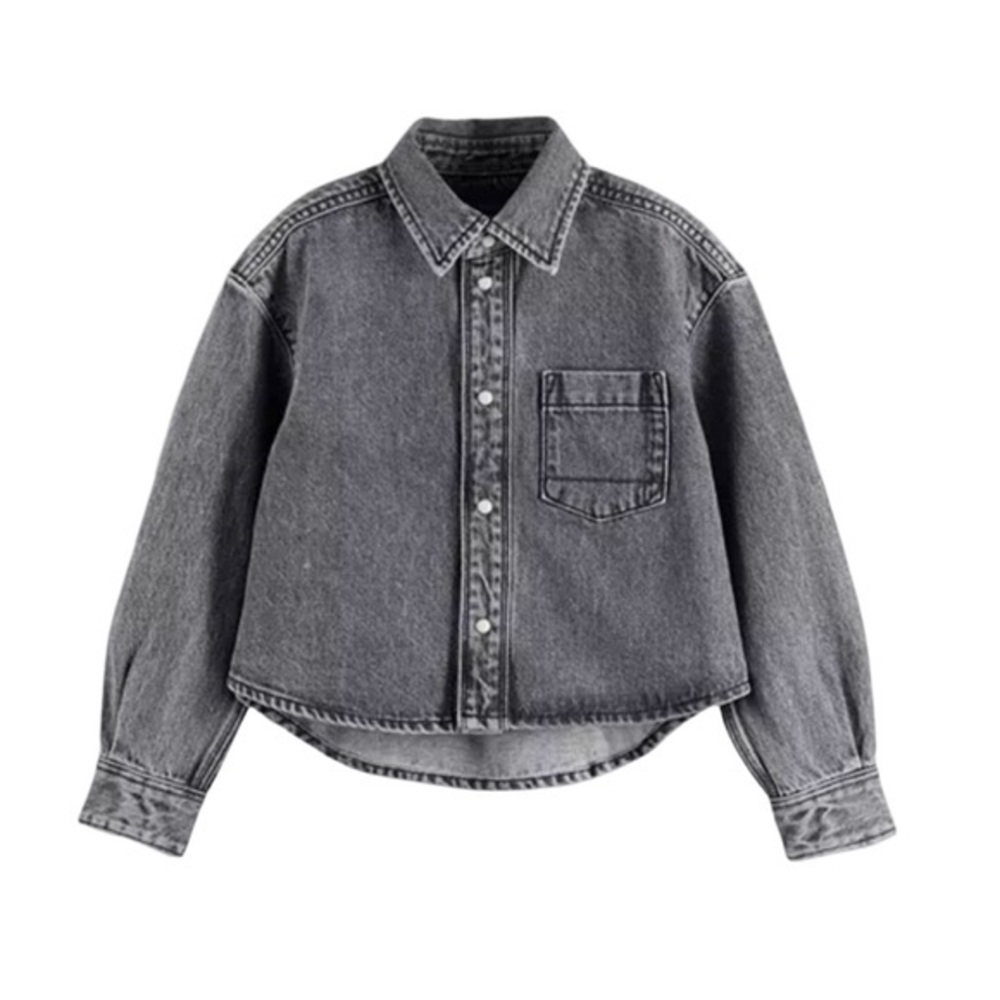 SCOTCH & SODA GIRLS WASHED BLACK DENIM OVERSHIRT